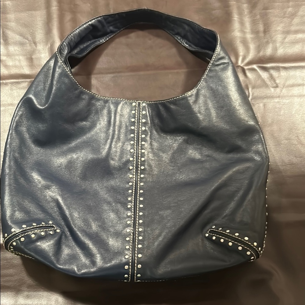 Michael Kors Blue Hobo Bag with Edgy Studded Design